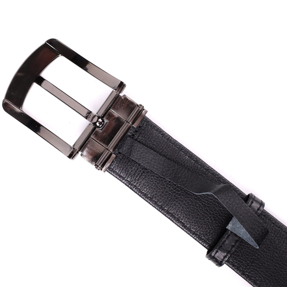 Ремень классика из натуральной кожи крокодила CROCODILE LEATHER 18018 Черный Киев - изображение 4