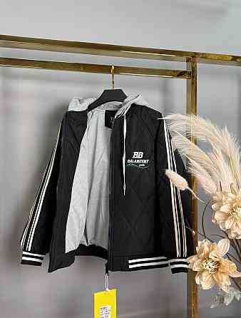 Куртка бомбер черный для мальчика подростка с лампасами 164 Николаев