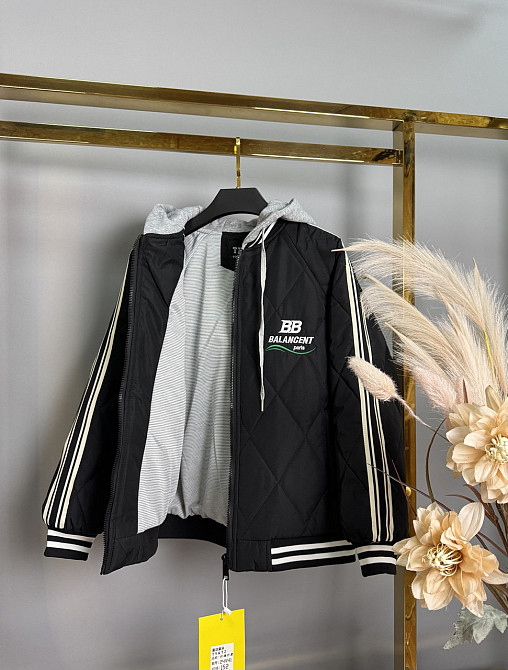 Куртка бомбер черный для мальчика подростка с лампасами 164 Николаев - изображение 2