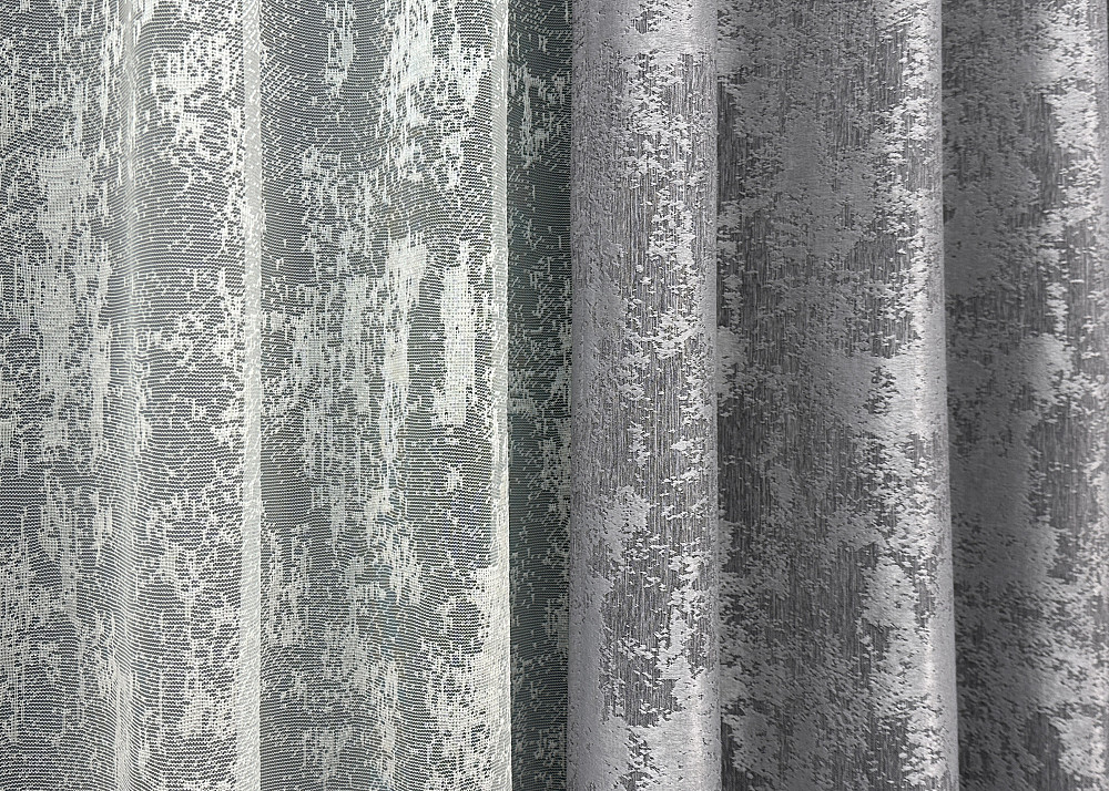 Комплект штор VR-Textil Жаккард Мрамор 150х270 2шт и Тюль 400х270 1668ш-1400т Серый с белым 71-001/3 Киев - изображение 6
