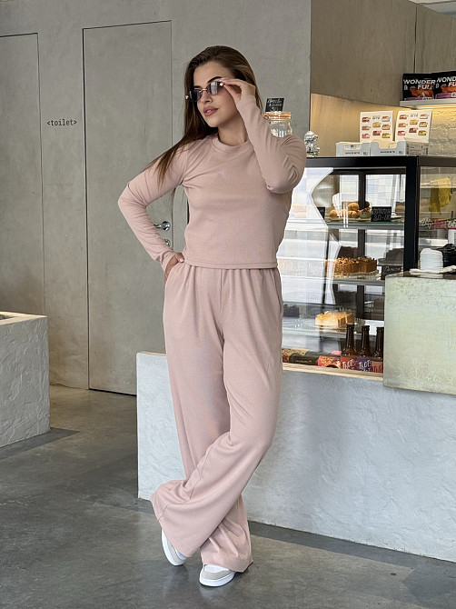 Жіночий костюм штани з широкими штанами Бежевий XS/S Харків - фото 5