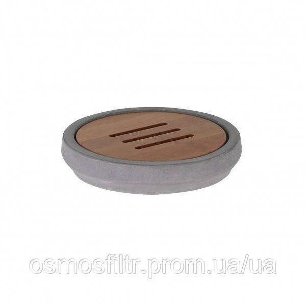 Мыльница Axentia Турин серый бетон с бамбуковой вставкою 12х12х2.5 см (126716) Киев - изображение 1