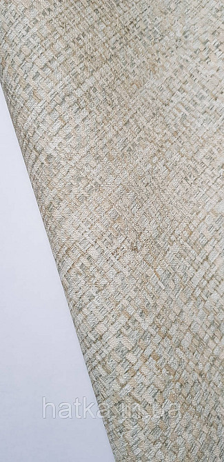 Обои виниловые на флизелине Rasch County Living метровые плетенка мешковина структурные зеленые с желтым Киев - изображение 2