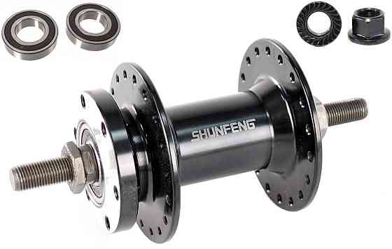 Втулка   переднего колеса велосипеда   (алюминий) (36 спиц, Пром-подшип, Disk, Гайки, Черный SF-A210FB) ось 9,5мм Мукачево