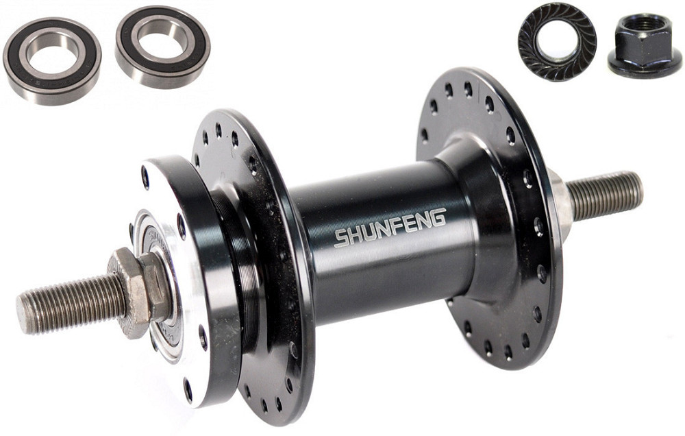 Втулка   переднего колеса велосипеда   (алюминий) (36 спиц, Пром-подшип, Disk, Гайки, Черный SF-A210FB) ось 9,5мм Мукачево - изображение 1