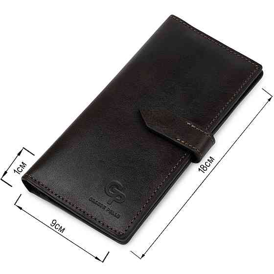 Шкіряне чоловіче глянсове портмоне GRANDE PELLE 11517 Коричневий Київ