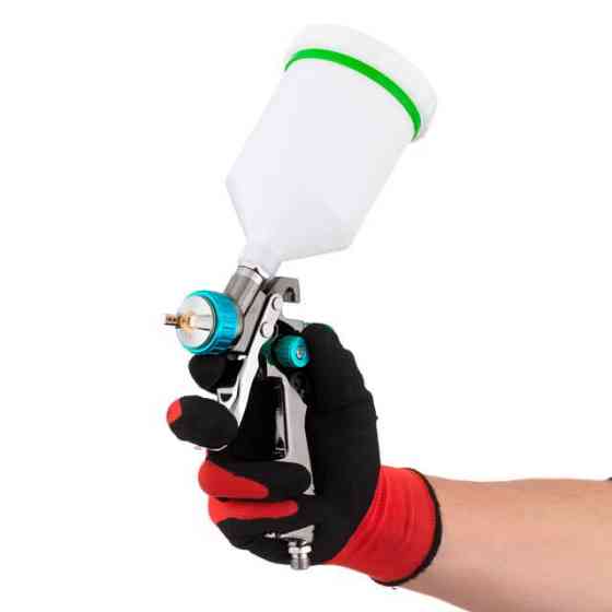 Фарбопульт пневматичний LVLP BLUE, професійний, форсунка: 1,4 мм, верхній пластиковий бачок: 600 мл, 1,5 бар, STORM INTERTOOL Київ