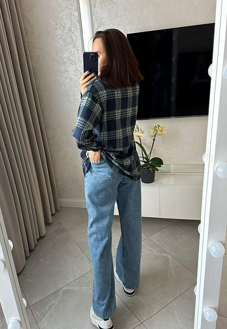 Женская повседневная рубашка в клетку на пуговицах Синий, 42/46 Одесса - изображение 3