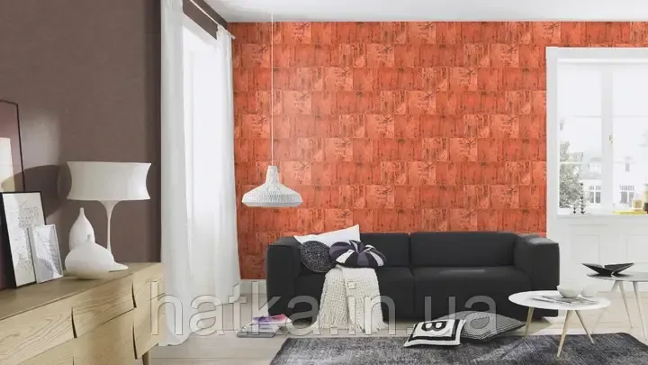 Шпалери вінілові на флізеліні Rasch Clasik 0,53х10 геометрія фігури прямокутники лофт ефект іржі коричневі золотисті Київ - фото 1