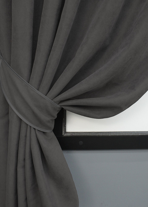 Комплект коротких штор VR-Textil Мікровелюр Petek № 1484ш Сірий 130х170 см 2 шт (35-0218) Київ - фото 4