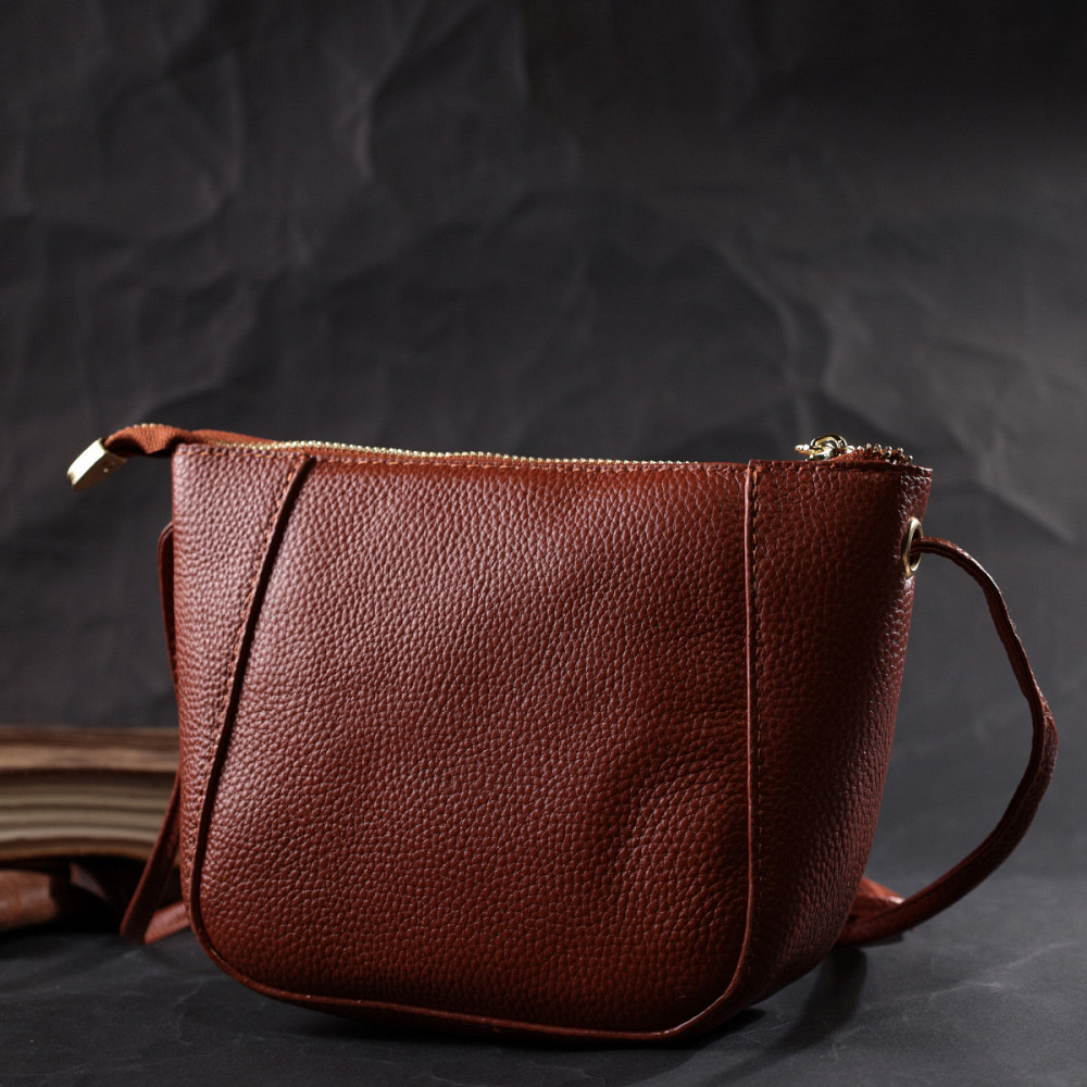 Небольшая женская сумка через плечо из натуральной кожи Vintage 22300 Коричневая Киев - изображение 10