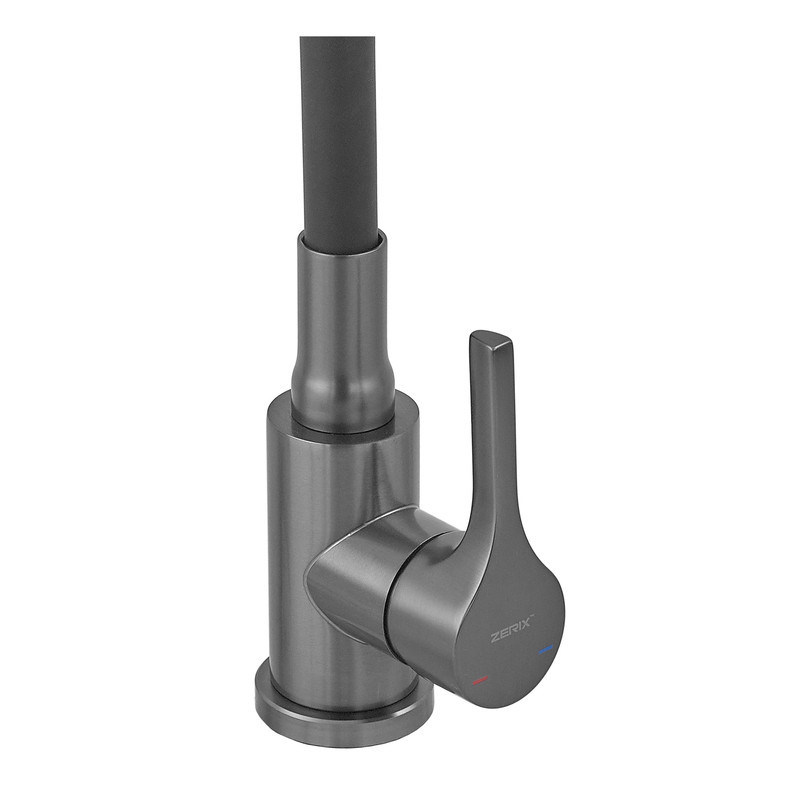 Змішувач для кухні Zerix Rex-011 Graphite Refl.Black з нержавіючої сталі (Колір графіт+силіконовий вилив чорний) (ZX6131) ( 21581 Харьков - изображение 5