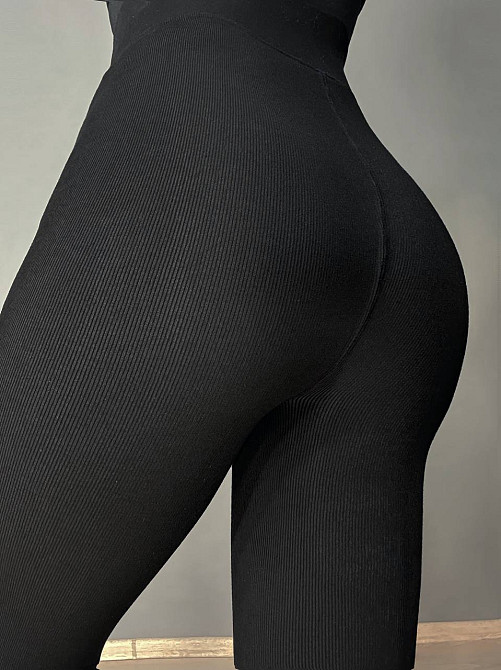 Лосини жіночі Kataya 6829 утеплені в рубчик бавовняні чорні, чорний, 42-48 Київ - фото 15