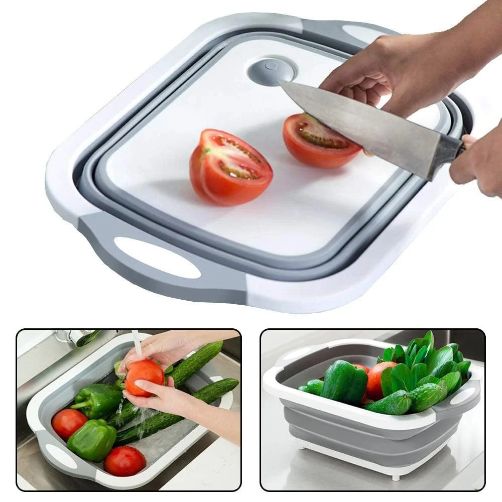 Складная доска для разделки,с миской 3 в 1 Chopping Board,Бело-серая SBR Киев - изображение 1