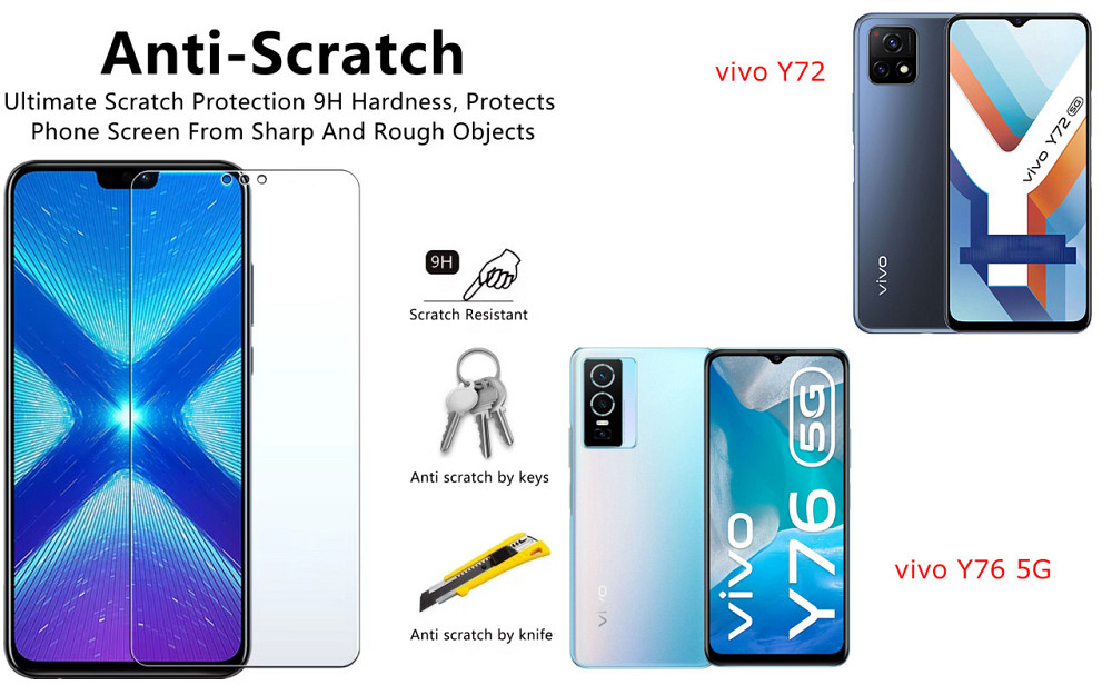 Захисне скло NeoGlass для vivo Y72 , vivo Y76 5G – надпрозоре та стійке Київ - фото 1