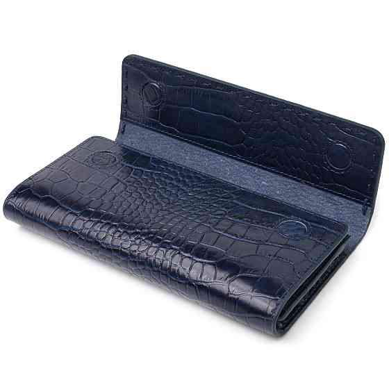 Большой женский кошелек из натуральной кожи с тиснением под крокодила CANPELLINI 21661 Синий Киев
