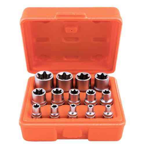 Набір торц головок зовнішній торкс 1/4"-3/8"-1/2"DR, Е4-Е24, 14 предм Alloid Одеса