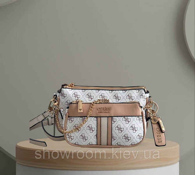 Женская сумочка с органайзером на плечо Guess (1211) белая Киев - изображение 1