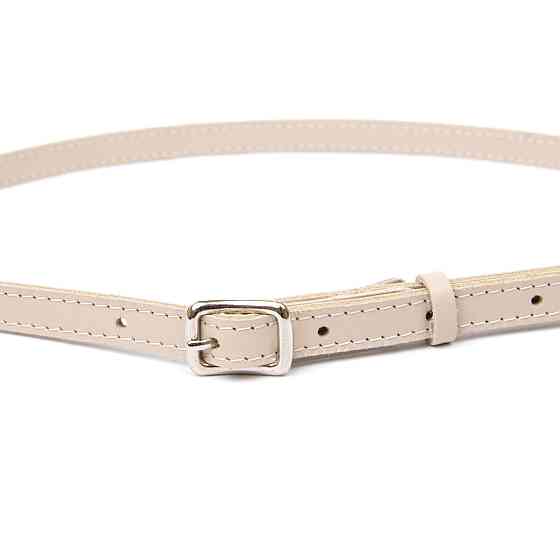 Тонкий жіночий шкіряний ремінь Бежевий (GRANDE PELLE) Київ