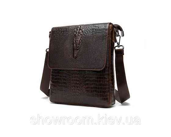 Чоловічі шкіряні сумки під рептилію Leather Collection (8857) brown Київ