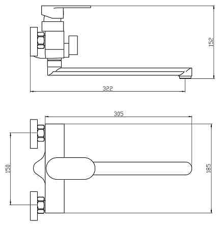 Змішувач для ванни Mixxus Bruno 006 Euro MI6277 - надійний ванний змішувач Харків
