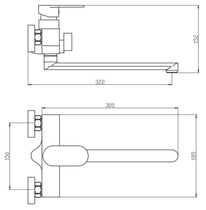 Змішувач для ванни Mixxus Bruno 006 Euro MI6277 - надійний ванний змішувач Харків - фото 2