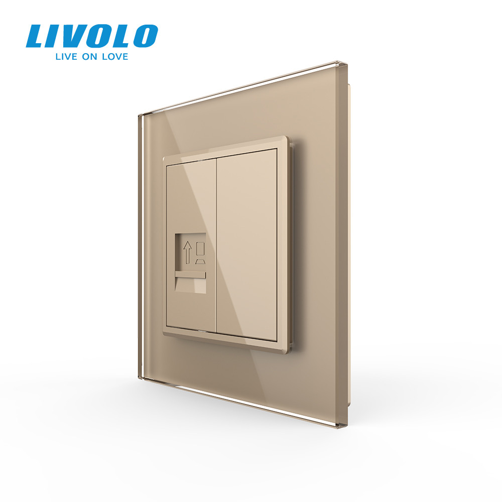 Розетка комп'ютерна RJ-45 Livolo золото скло (VL-C791C-13) Коломыя - изображение 7