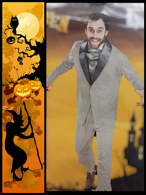 Чоловічий костюм Наречений для вечірки на Хелловін смокінг краватка брюки розмір M 48-50 сірий й Київ - фото 1