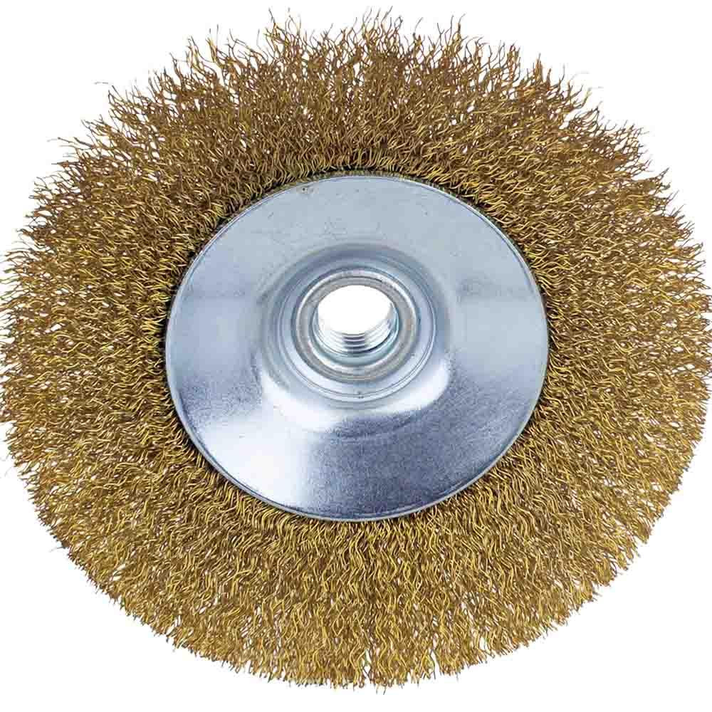 Щетка проволочная конусообразная Ø125мм М14×2мм (латунированная) SIGMA (9016121) Ровно - изображение 4