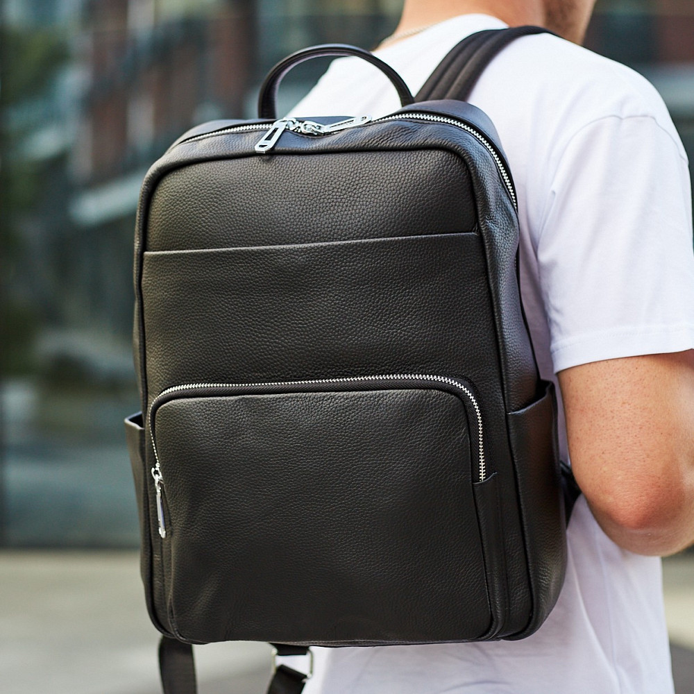Чоловічий шкіряний рюкзак Tiding Bag 59331, чорний Киев - изображение 2