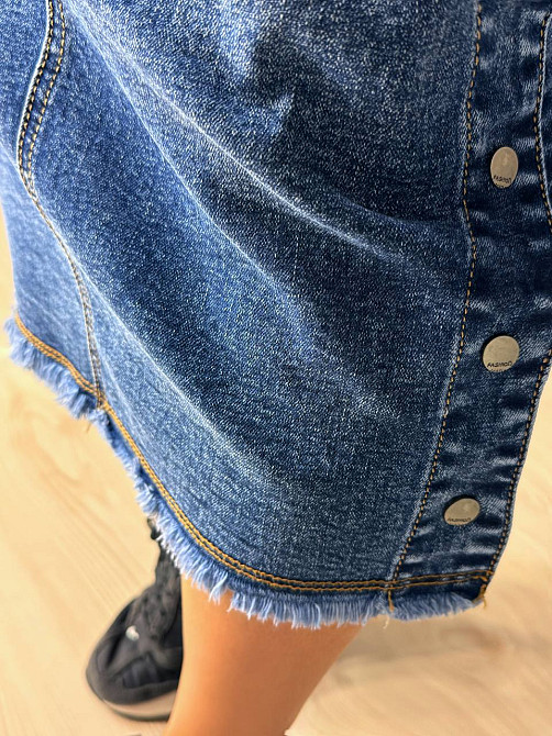 Юбка женская джинсовая ZJY 8039 талия на резинке с боковыми разрезами синяя, синий, З8, 38, 103 см,  Одесса - изображение 4