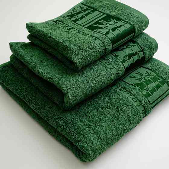 Набор махровых полотенец 3шт GM Textile 40х70см, 50х90см, 70х140см BambooN 450г/м2 (Зеленый) Сумы