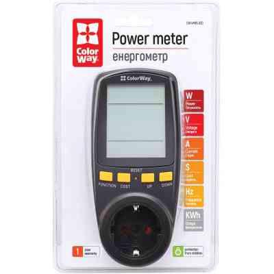 Ваттметр ColorWay цифровий 16A/3680W, black (CW-VM16-02D) Винница