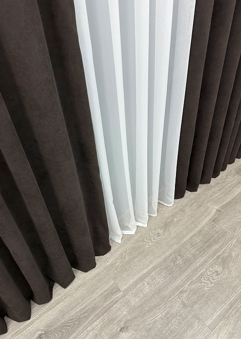 Шторная ткань микровелюр Petek цвет венге 1829ш Киев - изображение 6