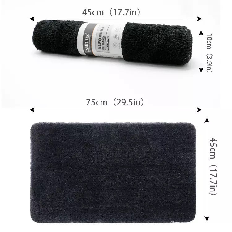 Коврик для ванны и душа Bathlux длинный мягкий ворс, нескользящий 70*45, Черный Каменец-Подольский - изображение 6