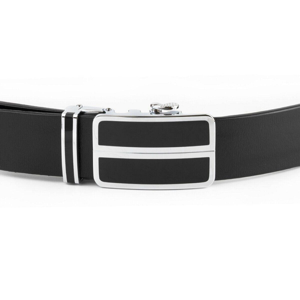 Ремень мужской с автоматической пряжкой и черными вставками Vintage 20281 Черный Киев - изображение 2