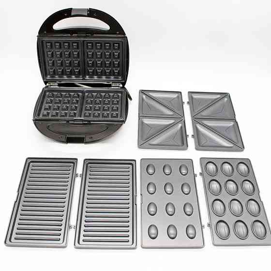 Электрическая cендвичница 4в1, 1000Вт, Domotec MS-7704 / Домашняя бутербродница гриль / Вафельница орешница Киев