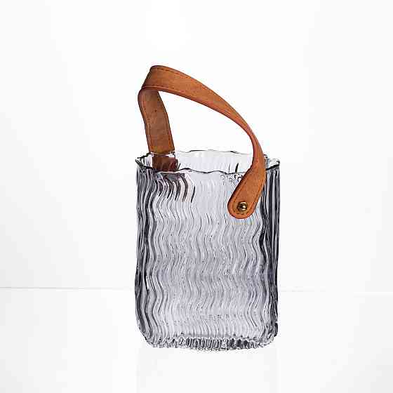 Сіра декоративна ваза-сумочка для квітів 800 мл Київ