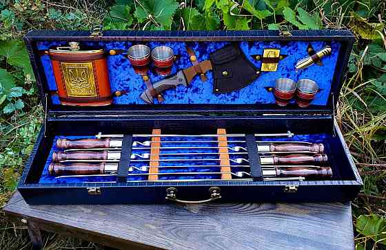 Ідеальний подарочний набір для шашлика в кожаному кейсі ідеальний подарунок військовому VIP 9 Тернопіль