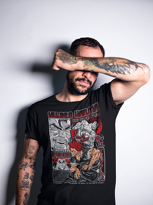 Футболка чоловіча з аніме принтом Бакі Грапплер Гйм Воркоут оверсайз (S/M/L) Чорний AnimeJ0007 Дніпро - фото 1