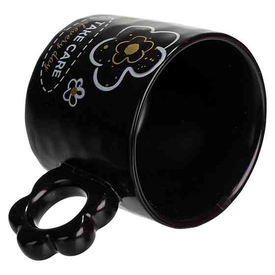 Оригинальная черная фарфоровая кружка для чая и кофе Киев