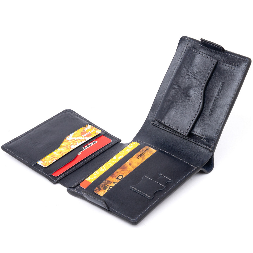 Функціональне тонке портмоне GRANDE PELLE 11323 Синє Київ - фото 6