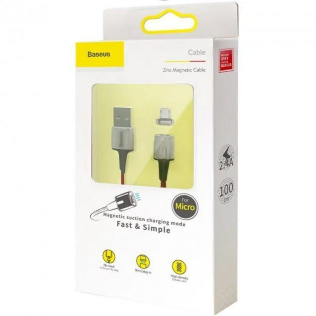 Магнітний кабель з наконечником Baseus Micro-USB CAMXC-E для заряджання та передавання даних (Чорний, 1м) Николаев - изображение 4