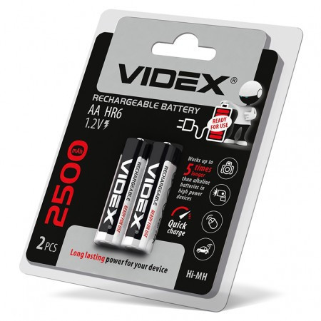 Аккумулятор VIDEX HR6 AA Ni-MH 2500mAh 1.2V 1 шт. Днепр - изображение 1