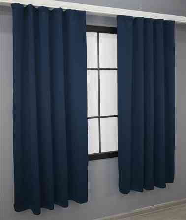 Комплект штор коротких VR-Textil Блекаут Midnight № 1164ш Темно-синій 140х170 см 2 шт (35-0011) Київ