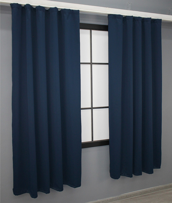 Комплект штор коротких VR-Textil Блекаут Midnight № 1164ш Темно-синій 140х170 см 2 шт (35-0011) Київ - фото 4