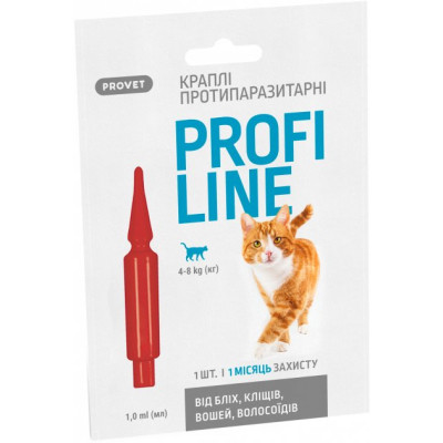 Капли для животных ProVET Profiline инсектоакарицид для кошек 4-8 кг 1/1 мл (4823082431120) Винница - изображение 1
