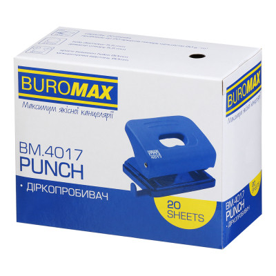 Дырокол Buromax пластиковый, до 20 листов, 120 х 82 х 53 мм, черный (BM.4017-01) Винница - изображение 7