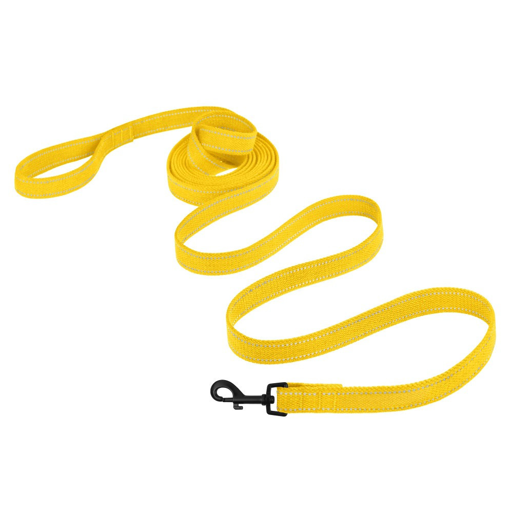 Світловідбивний брезентовий повідець для собак Bronzedog Cotton 2 м Стандарт Жовтий а Одеса - фото 1
