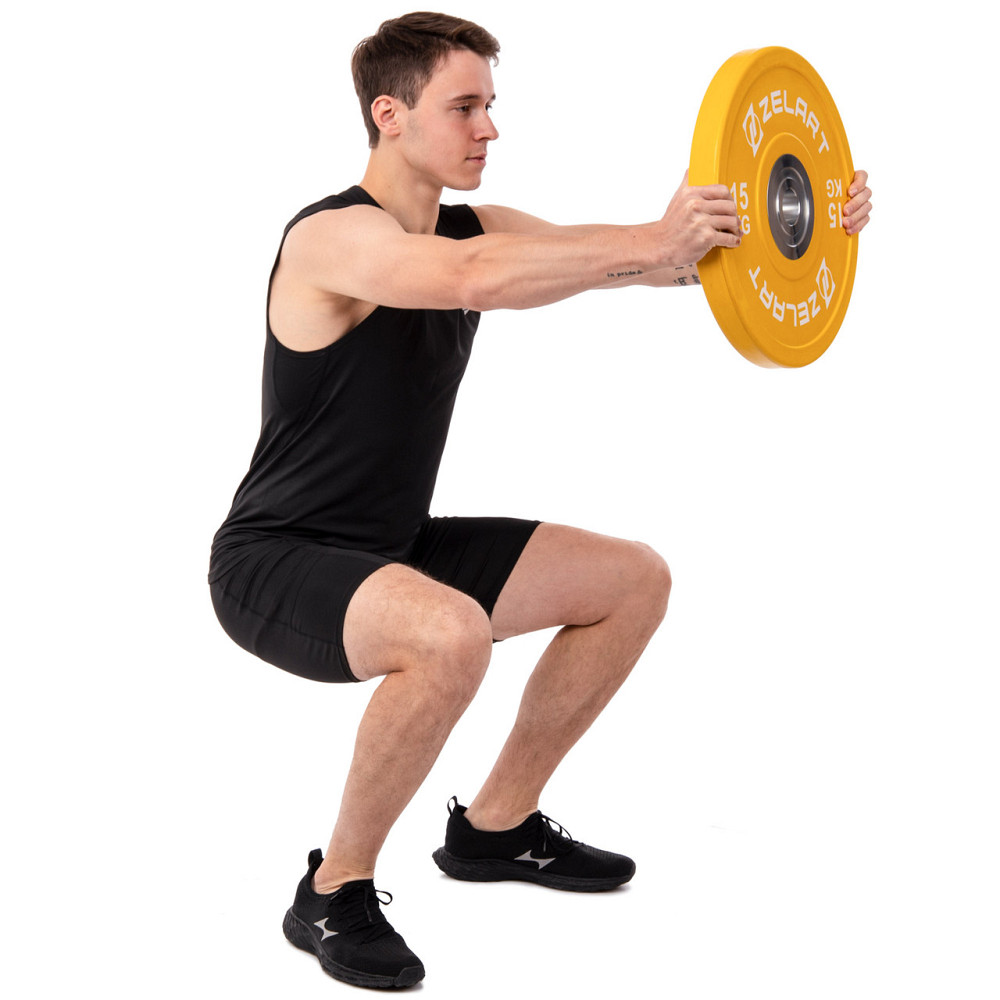 Блин (диск) бамперный для кроссфита резиновый 15 кг d-52мм Zelart-7798-15 Киев - изображение 6